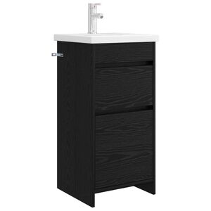 vidaXL Mobilă de baie cu chiuvetă Stejar Negru 42 x 40 x 84,5 cm