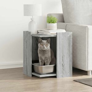 vidaXL Cutie litieră pisici sonoma gri 42x42x51 cm lemn prelucrat