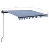vidaXL Copertină retractabilă manual cu st&acirc;lpi, albastru&alb 3,5x2,5 m