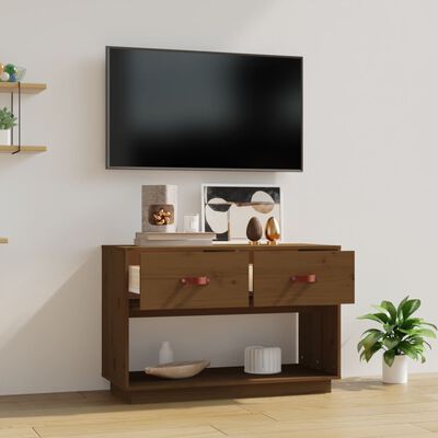 vidaXL Comodă TV, maro miere, 90x40x60 cm, lemn masiv de pin