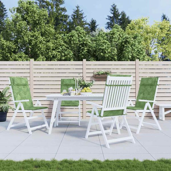 vidaXL Perne de scaun spătar înalt, 4 buc, model frunze, textil Oxford