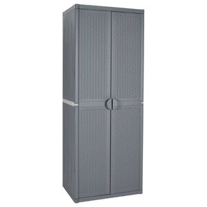 vidaXL Dulap de depozitare pentru grădină, gri, 65x45x172 cm, PP ratan