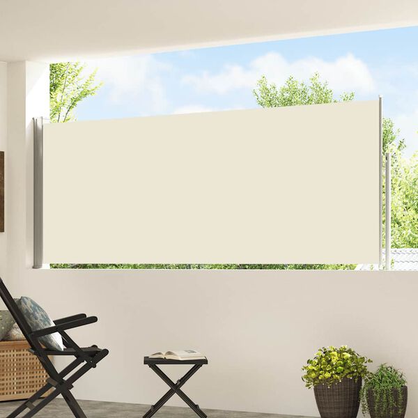 vidaXL Copertină laterală retractabilă de terasă, crem, 120 x 500 cm