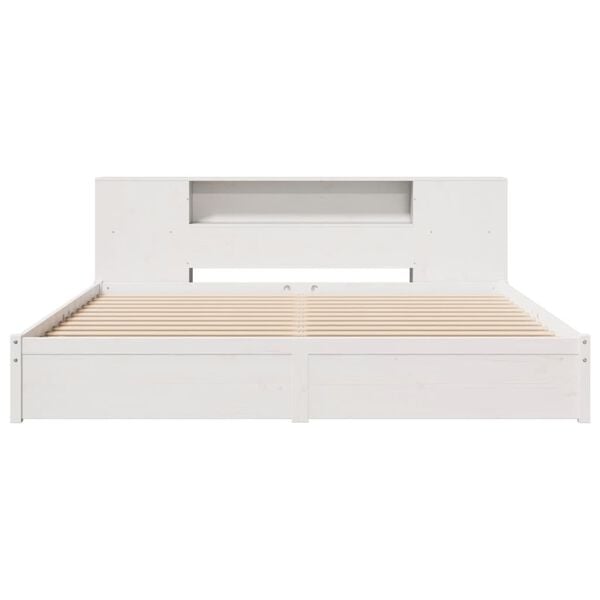 vidaXL Pat cu bibliotecă fără saltea, 180x200 cm, lemn masiv de pin