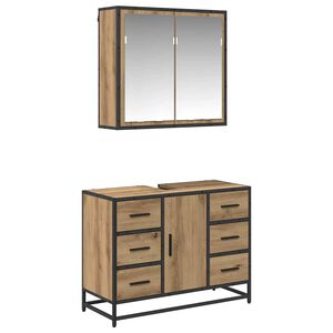 vidaXL Set de mobilier pentru baie cu sertar 2 pcs Stejar Artizanal