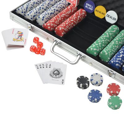 vidaXL Set de poker cu 500 de jetoane din aluminiu