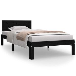 vidaXL Cadru de pat, negru, 90x200 cm, lemn masiv de pin