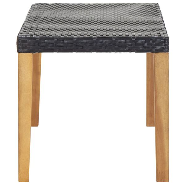 vidaXL Bancă de grădină, negru, 120 cm, poliratan și lemn de acacia