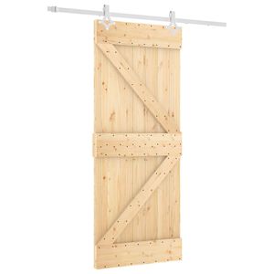 vidaXL Ușă glisantă Natural și Alb 85 x 210 cm Lemn de Pin Solid
