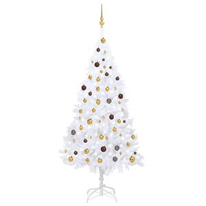 vidaXL Brad Crăciun pre-iluminat artificial set globuri alb 210 cm PVC