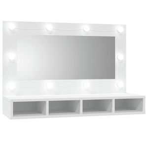 vidaXL Dulap cu oglindă și LED, alb, 90x31,5x62 cm