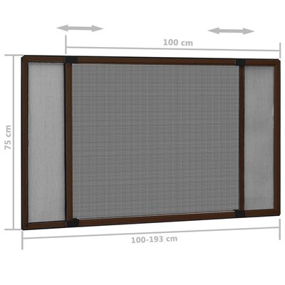 vidaXL Plasă insecte extensibilă pentru ferestre maro (100-193)x75 cm
