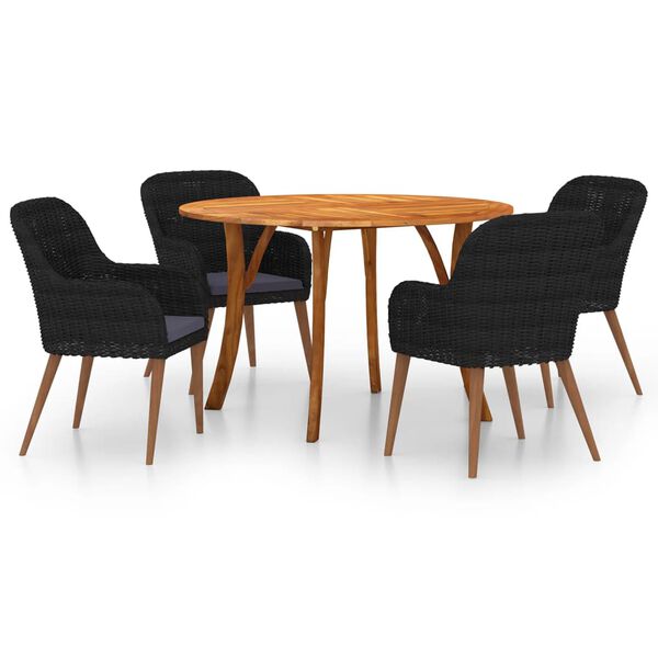 vidaXL Set mobilier de grădină, 5 piese, negru