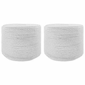 vidaXL Sfoară din bumbac 2 buc. 2 mm 100 m Alb 100% bumbac