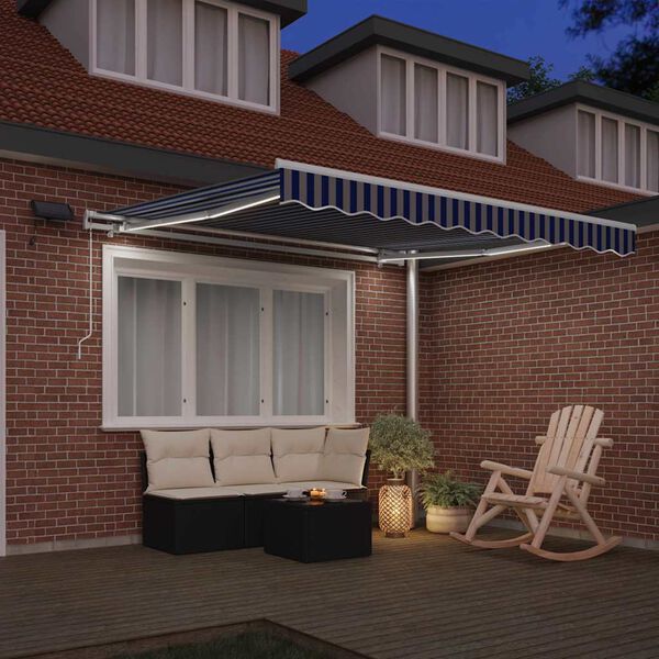 vidaXL Cortina Retractabilă Manual Albastru și Alb 350 x 250 cm