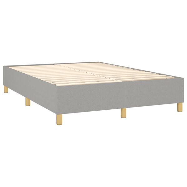 vidaXL Pat box spring cu saltea, gri deschis, 140x190 cm, textil