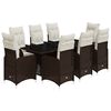 vidaXL Set bistro de grădină cu perne, 9 piese, maro, poliratan
