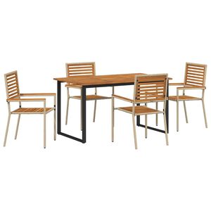 vidaXL Set de masă pentru grădină 5 pcs Bej Lemn Solid de Acacia
