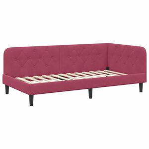 vidaXL Cadru de pat colțar cu headboard Roșu Vin 90 x 200 cm Catifea