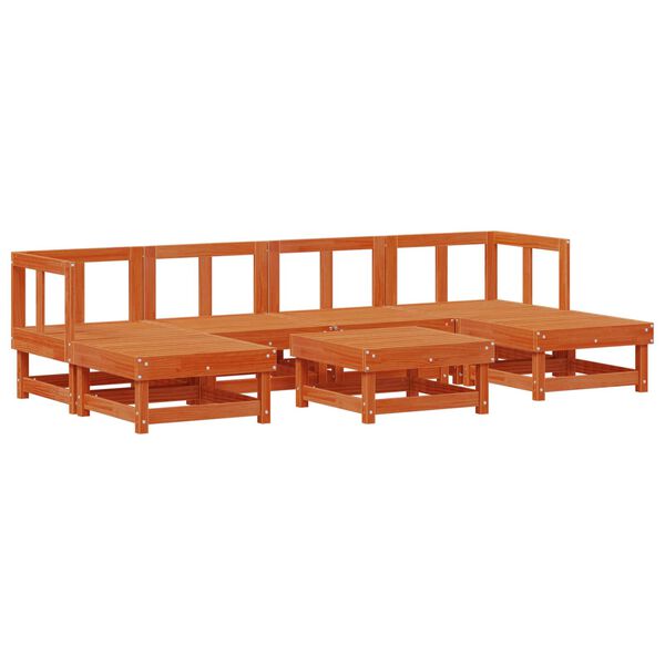 vidaXL Set de lounge pentru grădină 7 pcs Maro Ceară Lemn masiv de pin