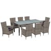 vidaXL Set mobilier de exterior cu perne, 9 piese, gri, poliratan