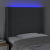 vidaXL Tăblie de pat cu LED, gri &icirc;nchis, 83x16x118/128 cm, textil