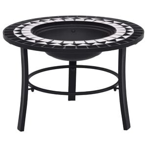 vidaXL Vatră de foc cu mozaic, negru și alb, 68 cm, ceramică