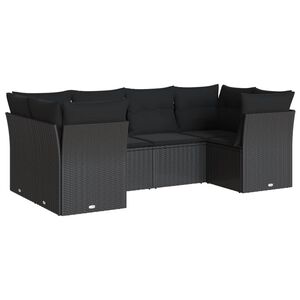 vidaXL Set mobilier de grădină cu perne, 6 piese, negru, poliratan