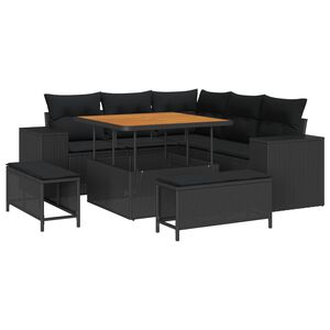 vidaXL Set de canapele pentru grădină 8 buc. Negru poliratan