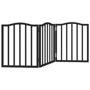 vidaXL Poartă pentru c&acirc;ini pliabilă 3 panouri negru, 150 cm, lemn plop