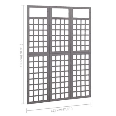 vidaXL Separator cameră cu 3 panouri, gri, 121x180 cm nuiele lemn brad
