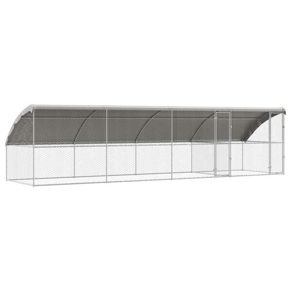 vidaXL Cușcă pentru c&acirc;ini 4 pcs Argintiu 8 x 2 x 2 m Oțel galvanizat