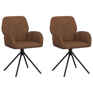 vidaXL Scaune de dining rotative 2 buc. Piele Suedată Sintetică Maro