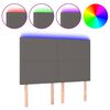 vidaXL Tăblie de pat cu LED, gri, 144x5x118/128 cm, textil
