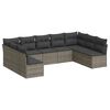 vidaXL Set canapele de grădină, 9 piese, cu perne, gri, poliratan