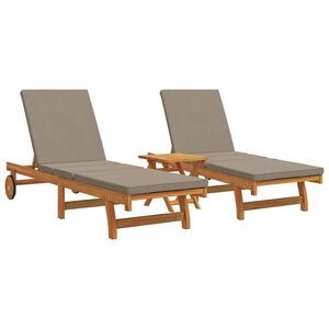 vidaXL Șezlong 2-persoană 3 pcs Maro Lemn Solid de Acacia