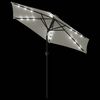 vidaXL Umbrelă soare de grădină st&acirc;lp din oțel/LED alb 225x225x212 cm