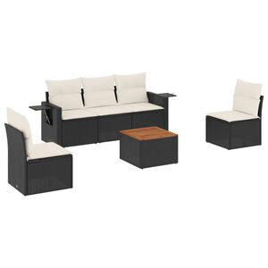 vidaXL Set mobilier de grădină cu perne, 6 piese, negru, poliratan