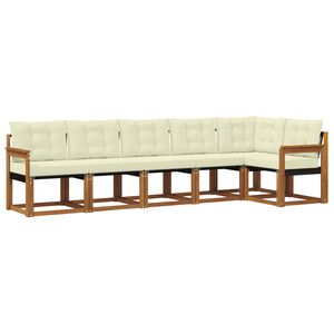 vidaXL Set de canapele de exterior cu pernă 6 pcs Natural și Crem