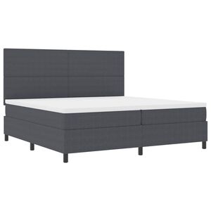 vidaXL Pat cu arcuri cu headboard Gri &icirc;nchis și alb 200 x 200 cm