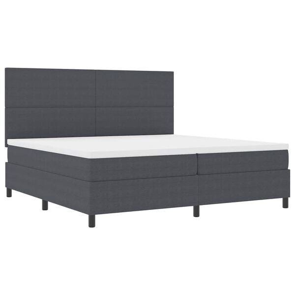 vidaXL Pat cu arcuri cu headboard Gri &icirc;nchis și alb 200 x 200 cm
