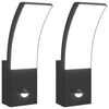 vidaXL Lămpi exterioare de perete cu LED/senzor 2 buc. negru aluminiu
