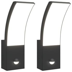 vidaXL Lămpi exterioare de perete cu LED/senzor 2 buc. negru aluminiu