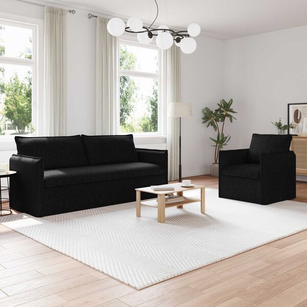 vidaXL Set de canapea 2 pcs Negru 196 x 82 x 85 cm țesătură