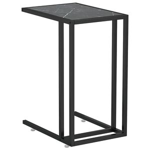 vidaXL Masă laterală de calculator negru marmură 50x35x65 cm sticlă