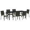 vidaXL Set de masă pentru grădină cu pernă 7 pcs Negru poliratan