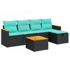 vidaXL Set mobilier de grădină cu perne, 6 piese, negru, poliratan