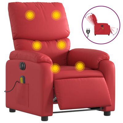 vidaXL Fotoliu electric de masaj rabatabil, roșu, piele ecologică