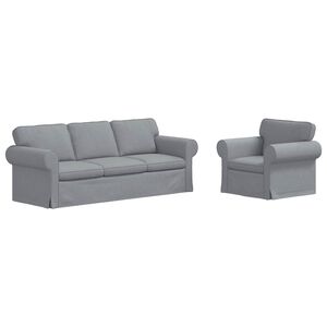 vidaXL Set de canapea 2 buc. Gri deschis țesătură