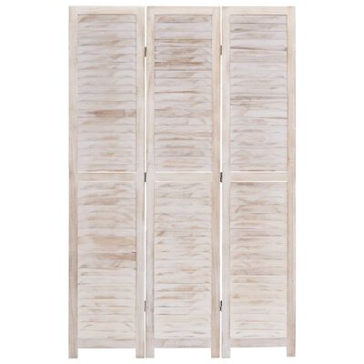 vidaXL Paravan de cameră cu 3 panouri, alb, 105 x 165 cm, lemn